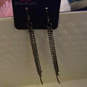 Black bling dangling earrings